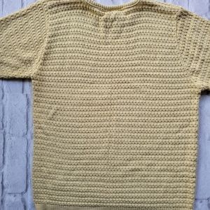 Cricket Lane Petite Khaki light yellow knit sweater short sleeves Size medium
